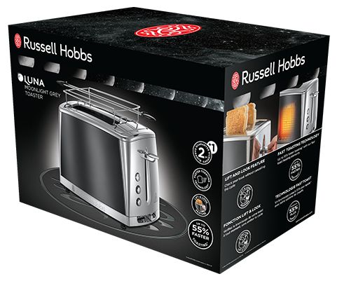 Toaster 1550 W 2 Scheibe(n) 6 Stufen  23221-56 Luna (Schwarz, Grau) 