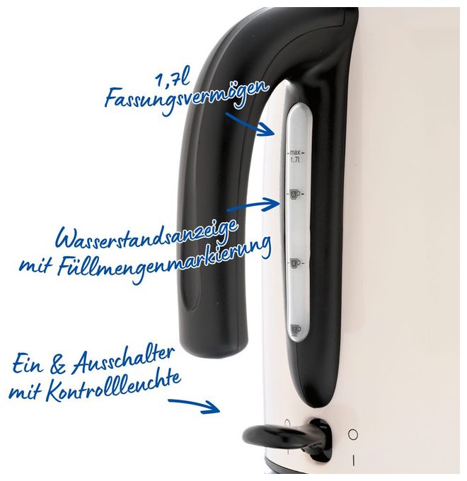 1,7 l Wasserkocher 2400 W  28510-70 Colours Plus (Schwarz, Hellrosa) 