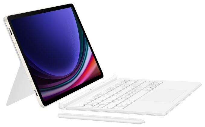 für Samsung Galaxy Tab S9, Galaxy Tab S9 FE bis 27,9 cm (11") Kratzresistent  Book Cover Keyboard (Weiß) 