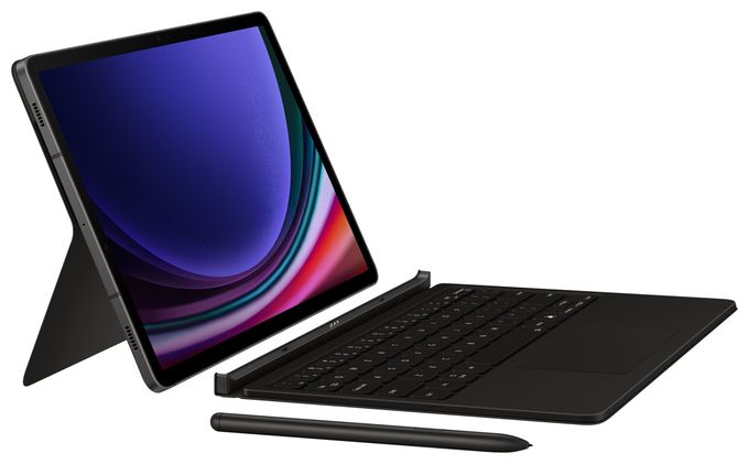 für Samsung Galaxy Tab S9, Galaxy Tab S9 FE bis 27,9 cm (11") Kratzresistent  Book Cover Keyboard EF-DX725 f (Schwarz) 