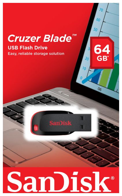 USB Typ-A Stick 64 GB  Cruzer Blade (Schwarz, Rot) 