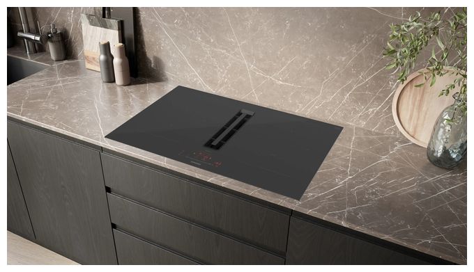 80 cm Induktionskochfeld 4 Kochzonen mit integriertem Dunstabzug iQ500 ED87BHGA6 (ED87BHQ26E + HZ9VDSB4) autarkes 
