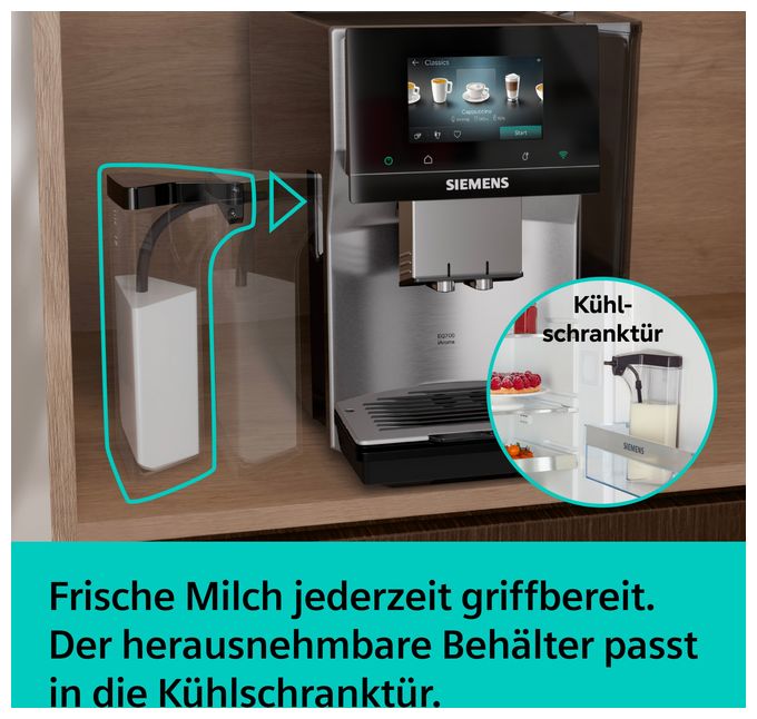 Kaffeevollautomat 19 bar 2,4 l 320 g  EQ700 TQ727D03 iAroma (Edelstahl) 