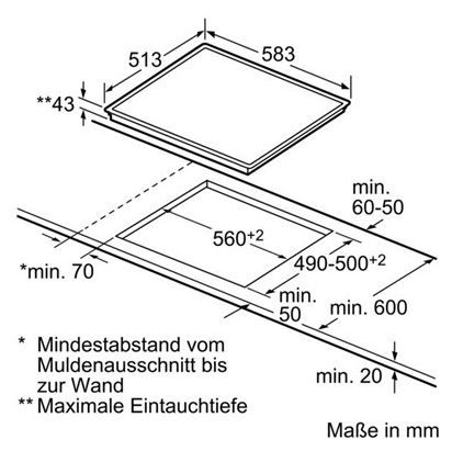 Glaskeramik Kochfeld/Herdplatte 4 Zone(n) iQ100 EA645GE17 herdgebundenes 60cm 