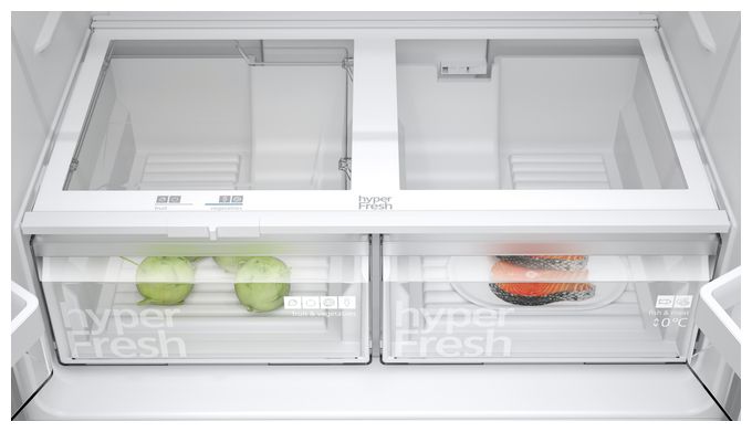 Side-by-Side Kühl-/ Gefrierkombination French Door 405 l / 200 l 333 kWh NoFrost 1830 mm x 910 mm  iQ300 KF96NVPEA (Silber) 