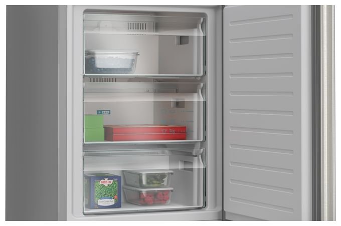 218 l / 103 l Kühl-Gefrierkombi freistehend NoFrost 127 kWh Jahr  iQ300 KG36NVIBG (Gebürsteter Stahl) 