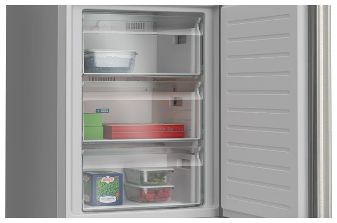 260 l / 103 l Kühl-Gefrierkombi freistehend NoFrost 112 kWh Jahr  iQ300 KG39NVIAG (Gebürsteter Stahl) 