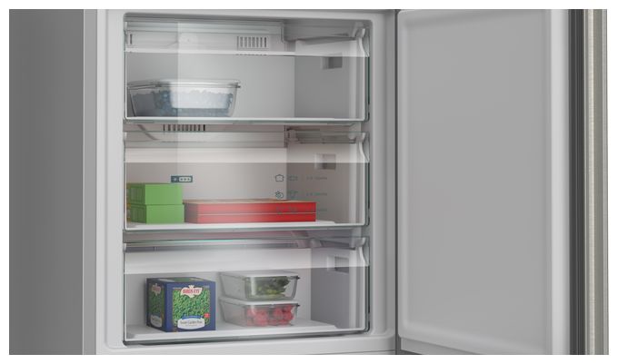 311 l / 129 l Kühl-Gefrierkombi freistehend NoFrost 142 kWh Jahr  iQ300 KG49NVIBG (Edelstahl) 