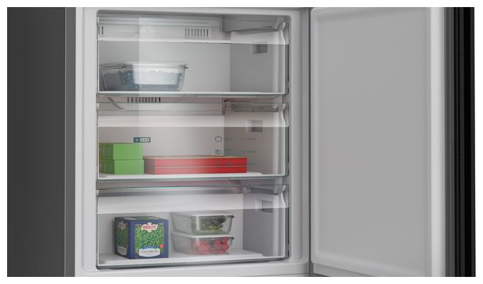 311 l / 129 l Kühl-Gefrierkombi freistehend NoFrost 178 kWh Jahr  iQ300 KG49NVXCG (Schwarz, Stahl) 