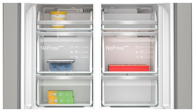 Side-by-Side Kühl-/ Gefrierkombination 375 l / 199 l 327 kWh NoFrost 1830 mm x 905 mm  iQ500 KF96IAPEA (Gebürsteter Stahl) 