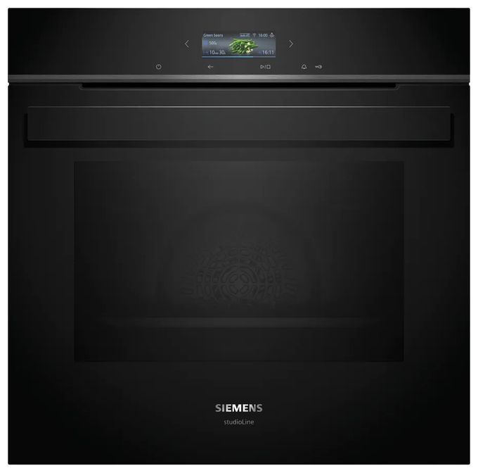 Einbaubackofen groß AutoClean (Edelstahl, Schwarz) iQ700 HB974GLB1 
