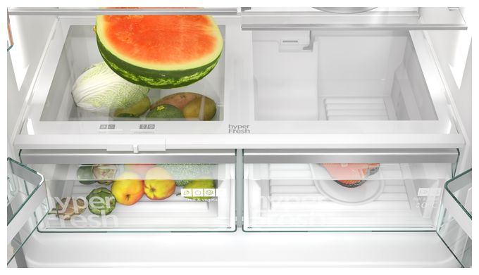 Side-by-Side Kühl-/ Gefrierkombination French Door 375 l / 199 l 327 kWh NoFrost 1830 mm x 905 mm  iQ700 KF96DPPEA (Edelstahl) 