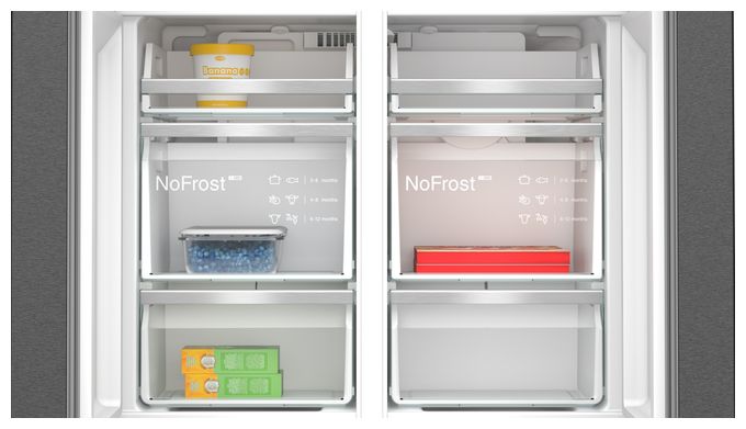 Side-by-Side Kühl-/ Gefrierkombination French Door 375 l / 199 l 327 kWh NoFrost 1830 mm x 905 mm  iQ700 KF96DPXEA (Grau) 