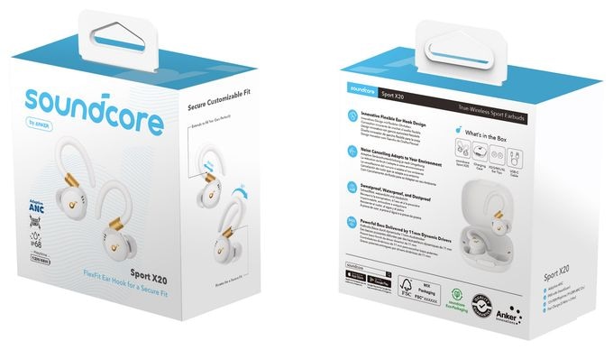 In-Ear Kopfhörer kabellos 12 h Laufzeit IP68  Sport X20 (Weiß) 