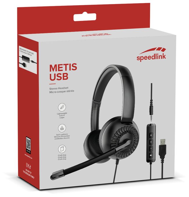 Ohraufliegender Kopfhörer Kabelgebunden USB Typ-A  Metis (Schwarz) 