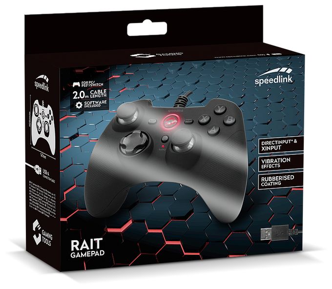 Gamepad für Nintendo Switch, PC, Playstation 3  SL-650010-BK Rait Wireless (Schwarz) 