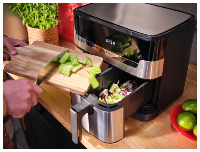 Doppel Heißluftfritteuse 8,3 l 2700 W  EY905D Dual Easy Fry & Grill (Edelstahl) 