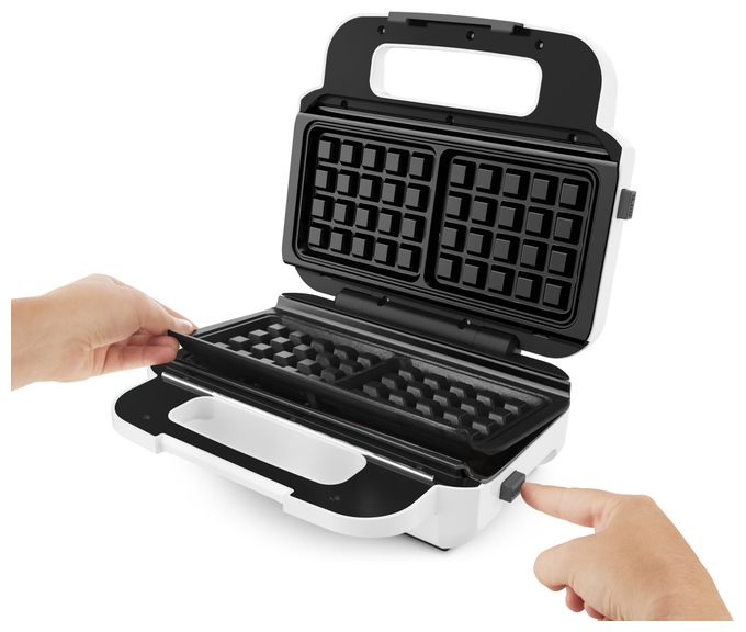 Sandwichmaker 850 W  SW7011 Snack XL Waffel- und (Weiß, Edelstahl) 
