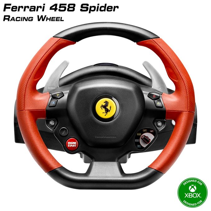 Lenkrad + Pedale für Xbox One  Ferrari 458 Spider Racing Wheel (Schwarz, Rot) 