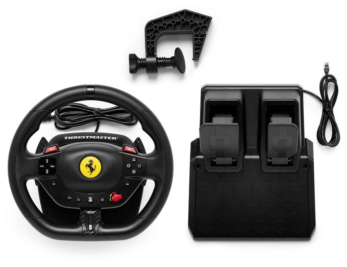 Analog / Digital Lenkrad + Pedale für PC, PlayStation PS4, PlayStation PS5  T98-P Ferrari 296 GTB (Schwarz) 