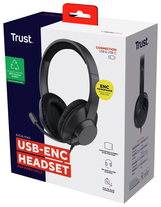 Over Ear Kopfhörer Kabelgebunden USB Type-C / USB Type-A  Ayda Max (Schwarz) 