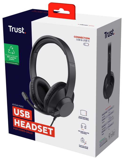 Over Ear Kopfhörer Kabelgebunden USB Type-C / USB Type-A  Ayda Max USB (Schwarz) 