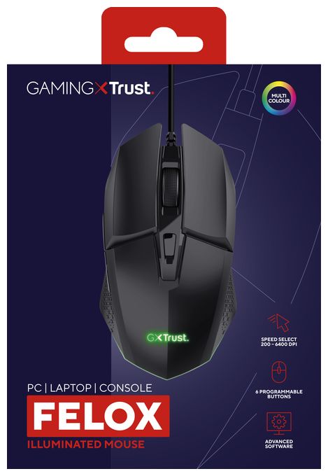 6400 DPI Gaming Maus Optisch  GXT109 Felox (Schwarz) 