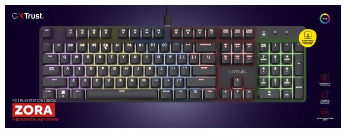 RGB-LED Gaming Tastatur USB  GXT871 Zora (Schwarz) 