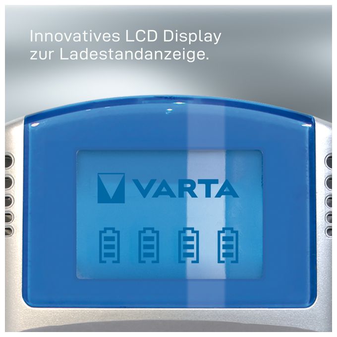 Akku Ladegerät, inkl. 4X AA 2600mAh, Batterieladegerät für wiederaufladbare AA/AAA, LCD Charger, mit USB Kabel & 12V Adapter 