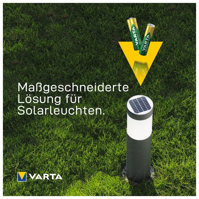 Batterien AA, wiederaufladbar, 2 Stück, Recharge Accu Solar, Akku, 800 mAh Ni-MH, sofort einsatzbereit, für Solar-Gartenleuchten entwickelt 