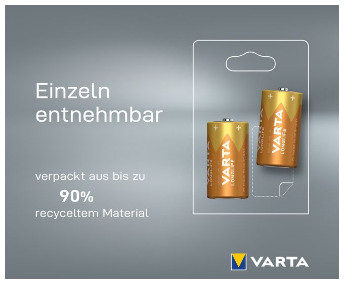 C Alkali 1,5 V 2 Stück  Longlife Batterie (Gelb) 