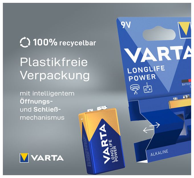 E-Block Alkali 9 V 1 Stück  Longlife Power Batterie (Blau/Gold) 