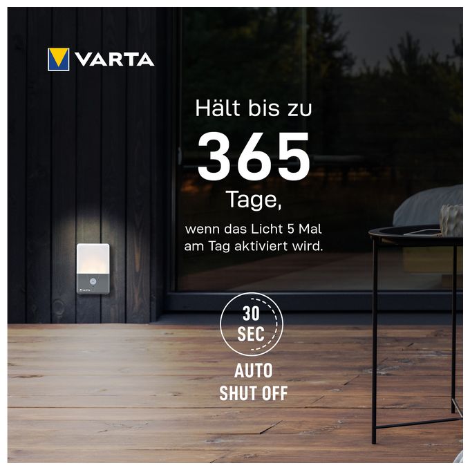 LED Wandbeleuchtung für den Außenbereich Warmweiß Batterie  Motion Sensor Outdoor Light (Grau/Weiß) 