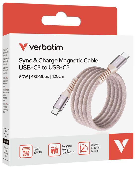 0,48 Gbit/s Stecker Rundkabel USB C auf USB C bis 60 W 1,2 m  31853 (Pink) 