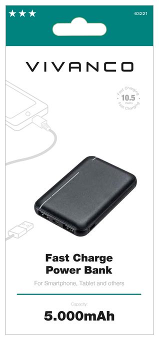 Fast Charge Power Bank 5.000mAh, 10.5W 