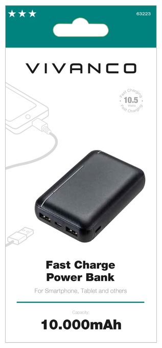 Fast Charge Power Bank 10.000mAh, 10.5W 