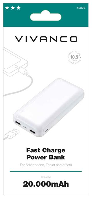 Fast Charge Power Bank 20.000mAh, 10.5W 