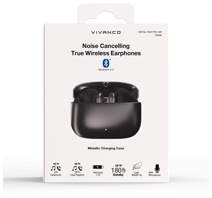 In-Ear Bluetooth Kopfhörer Kabellos TWS 5 h Laufzeit  Metal Pair Pro (Schwarz) 