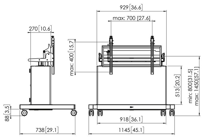 bis 2,18 m (86") 160 kg PFTE7121 