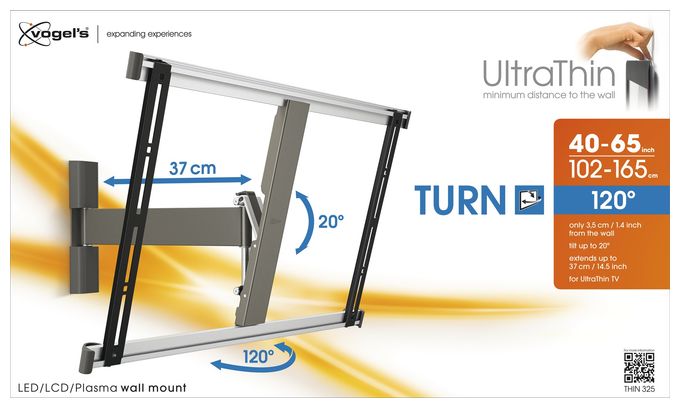 Wand Halterung 120° bis 165,1 cm (65") 25 kg 0 - 20° Thin 325 UltraThin 