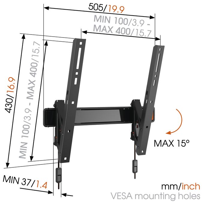 Wand Halterung bis 139,7 cm (55") 30 kg Wall 2215 