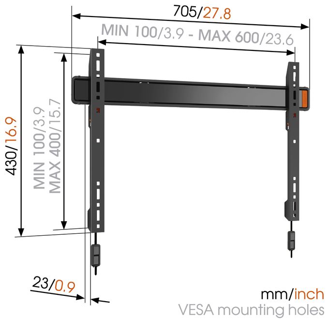 Wand Halterung bis 2,03 m (80") 80 kg Wall 2305 