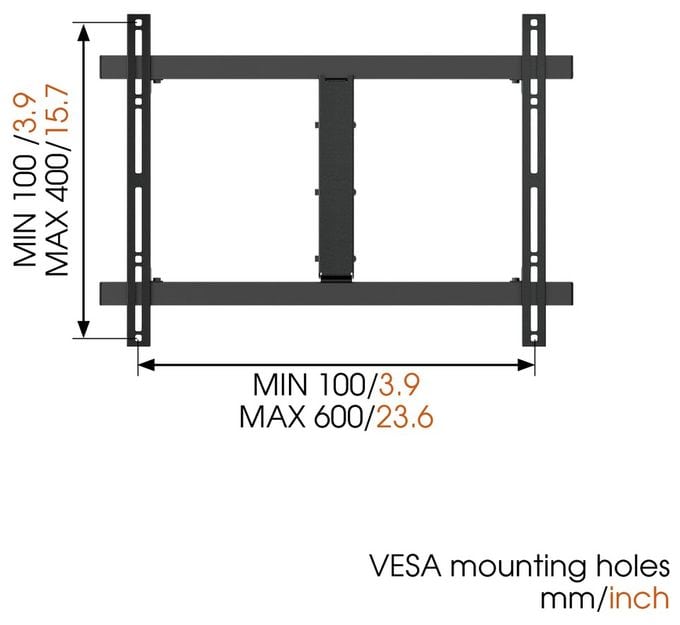 Wand Halterung 120° bis 165,1 cm (65") 30 kg 0 - 20° Wall 2325 