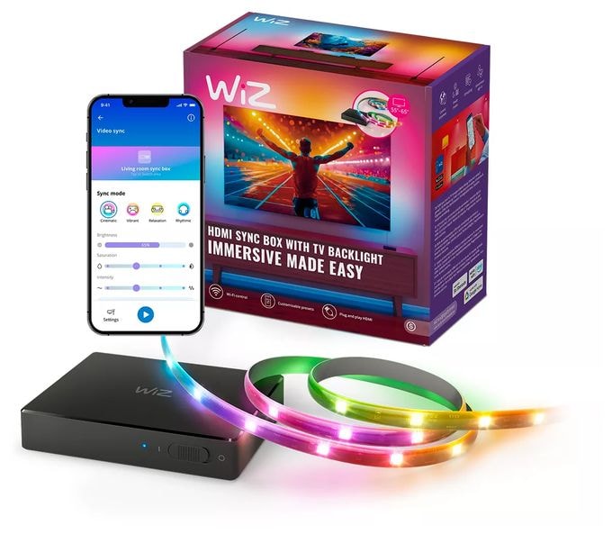 LED Set für intelligente Beleuchtung 2600 mm Multi HDMI Sync Box mit TV-Hintergrundbeleuchtung für TVs von 55"–65" 