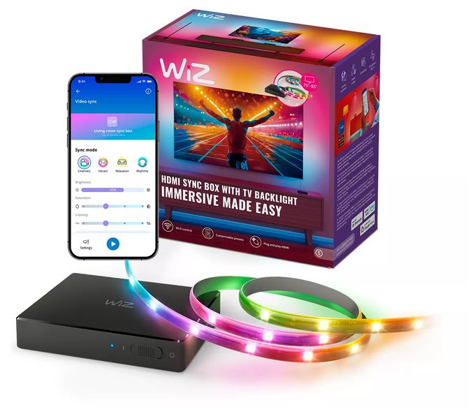 LED Set für intelligente Beleuchtung 3400 mm Multi Sync Box Starter-Kit – Umgebungslicht für 75–85 Zoll Fernseher 
