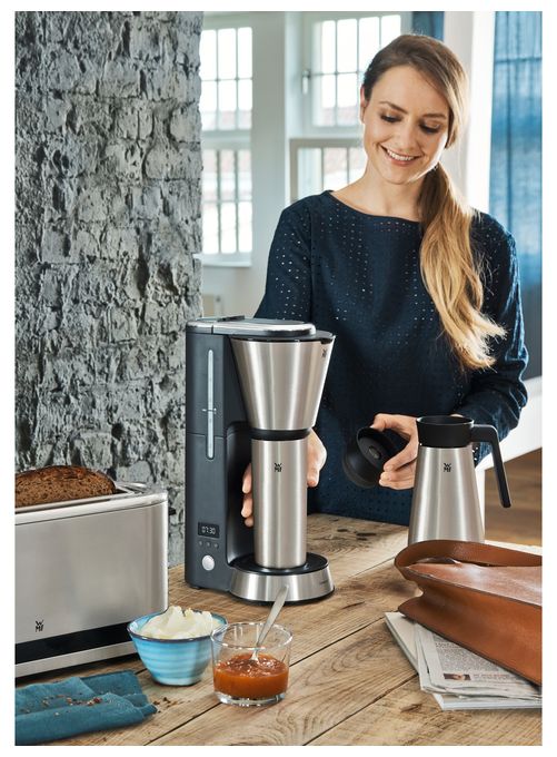 5 Tassen Filterkaffeemaschine 0,6 l  KÜCHENminis Aroma Thermo to go (Schwarz, Chrom) 
