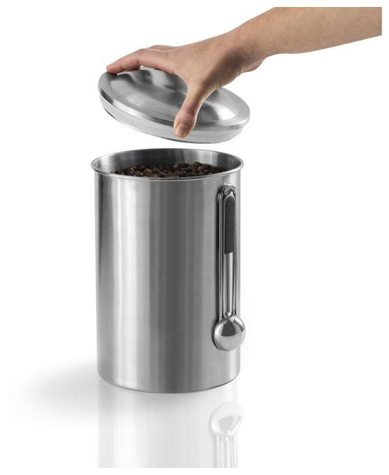 Edelstahl  111252 Kaffeedose für 1 kg mit Dosierlöffel luftdicht (Silber) 