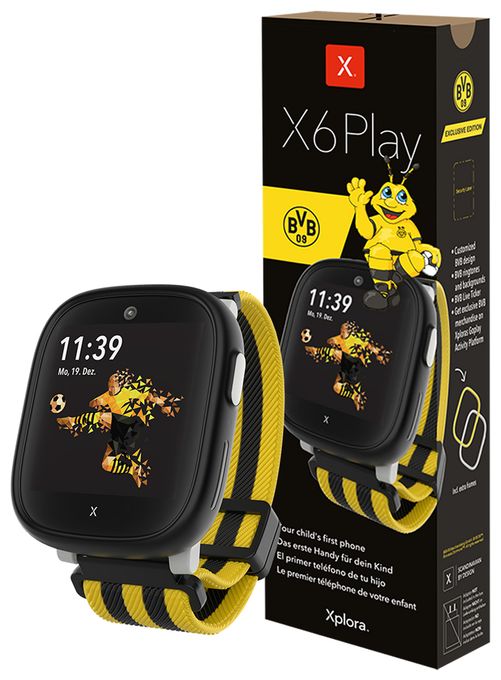 Digital Smartwatch Rechteckig IP68 72 h 4G  X6Play BVB-Edition (Gelb, Schwarz) 
