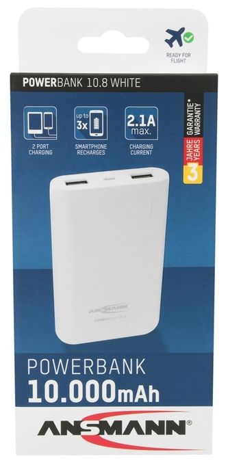 10000 mAh Powerbank Mikro-USB  1700-0067-1 (Weiß) 