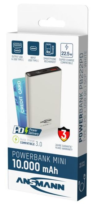 10000 mAh Powerbank USB Typ-C  PB222PD (Weiß) 
